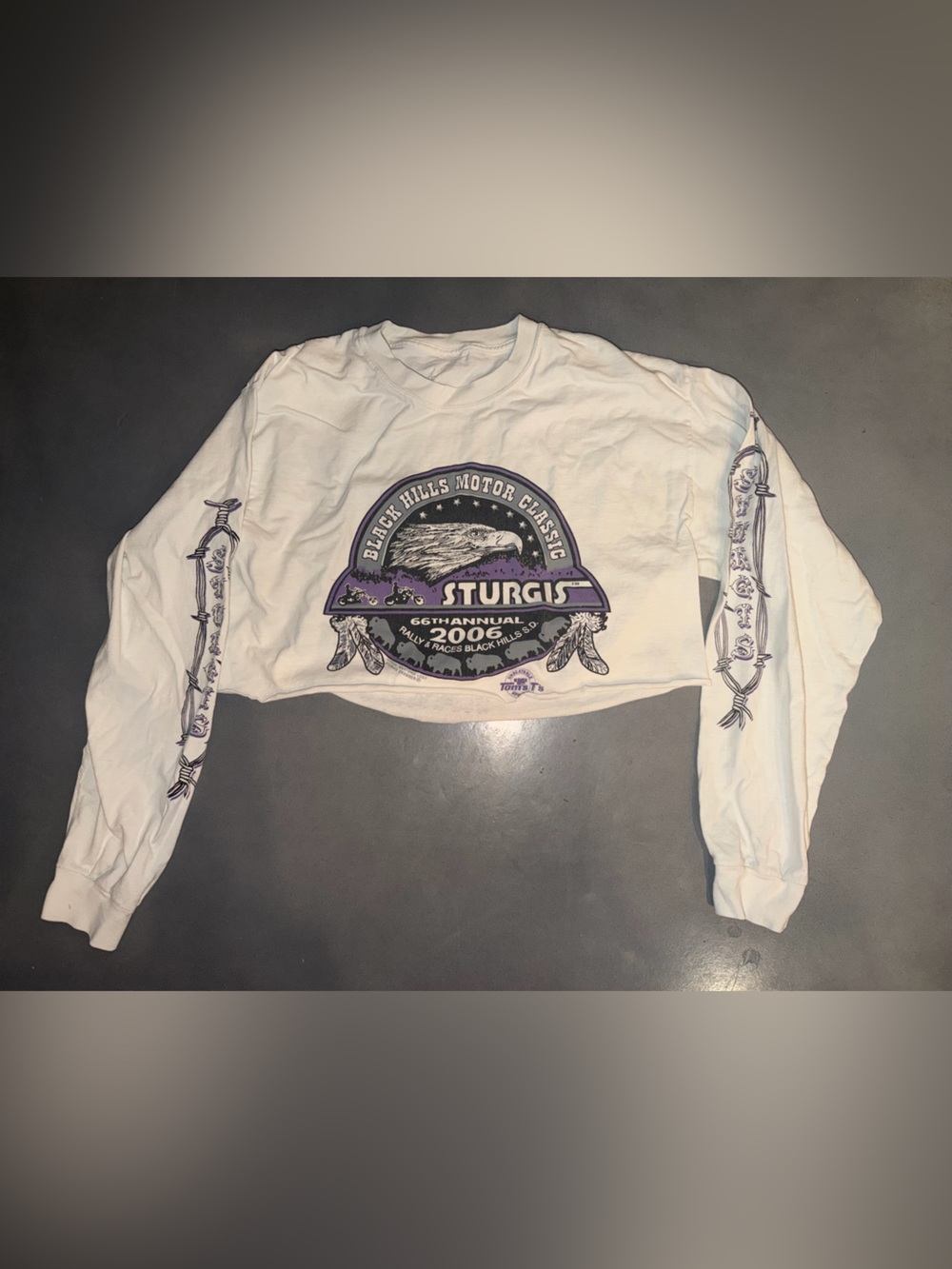 Vintage 2006 Sturgis Rally Cropped Long Sleeve Graphic Tee M/L